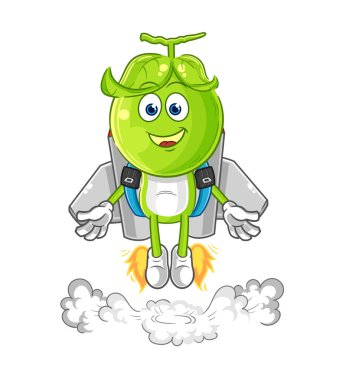 the pea head with jetpack mascot. cartoon vecto