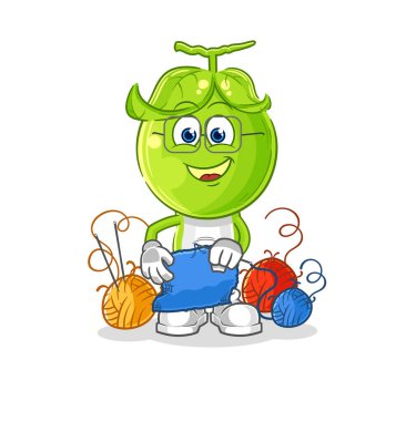 the pea head tailor mascot. cartoon vecto