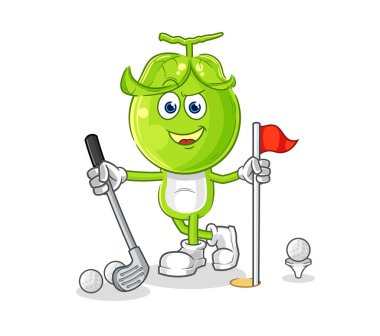 the pea head playing golf vector. cartoon characte