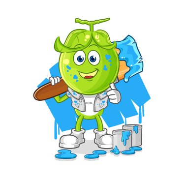 the pea head painter illustration. character vecto