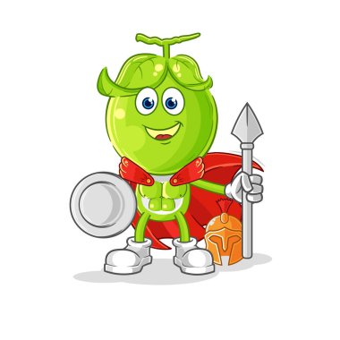 the pea head spartan character. cartoon mascot vecto