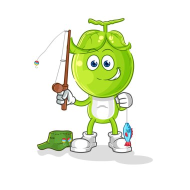 the pea head fisherman illustration. character vecto