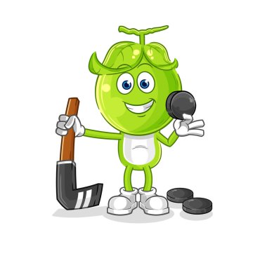 the pea head playing hockey vector. cartoon characte