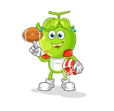 the pea head playing rugby character. cartoon mascot vecto