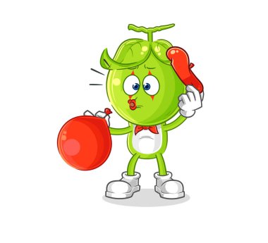 the pea head pantomime blowing balloon. cartoon mascot vecto