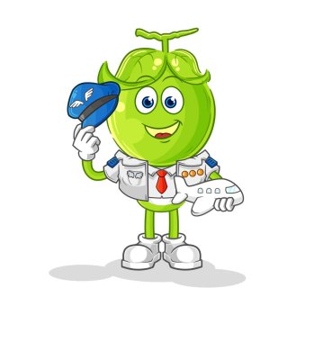 the pea head pilot mascot. cartoon vecto
