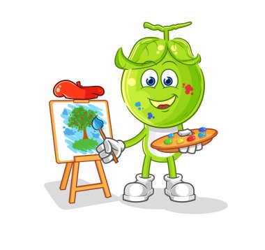 the pea head artist mascot. cartoon vecto