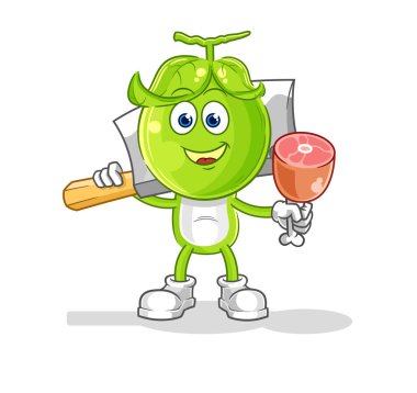 the pea head Butcher illustration. character vecto