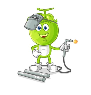 the pea head welder mascot. cartoon vecto