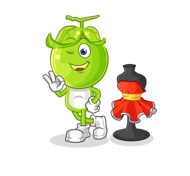the pea head fashion designer vector. cartoon characte