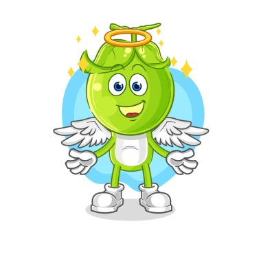 the pea head angel with wings vector. cartoon characte
