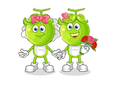 the pea head wedding cartoon. cartoon mascot vecto