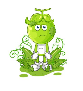 the pea head waiting too long mascot. cartoon vecto