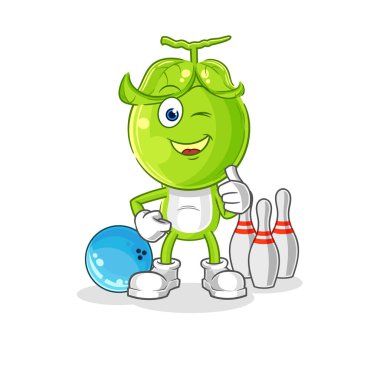 the pea head play bowling illustration. character vecto