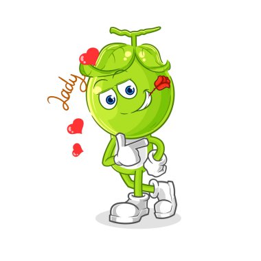 the pea head flirting illustration. character vecto