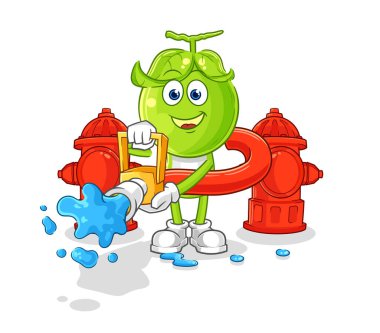 the pea head firefighter vector. cartoon characte
