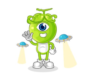 the pea head alien cartoon mascot vecto