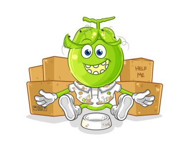 the pea head homeless character. cartoon mascot vecto