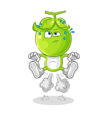 the pea head fart jumping illustration. character vecto