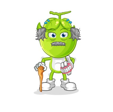 the pea head white haired old man. character vecto