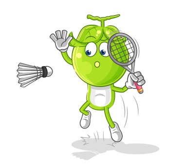 the pea head smash at badminton cartoon. cartoon mascot vecto
