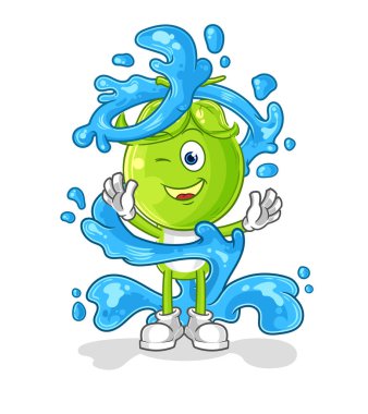 the pea head fresh with water mascot. cartoon vecto