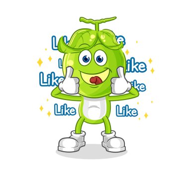 the pea head give lots of likes. cartoon vecto
