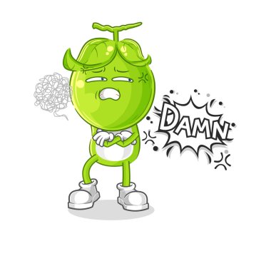 the pea head very pissed off illustration. character vecto