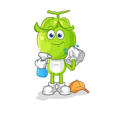 the pea head cleaner vector. cartoon characte