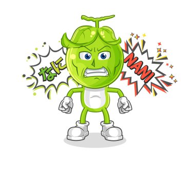 the pea head anime angry vector. cartoon characte