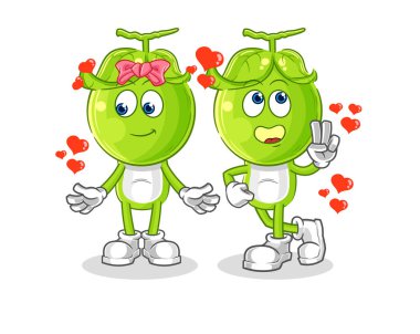 the pea head dating cartoon. character mascot vecto