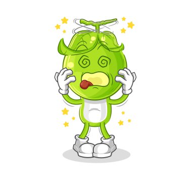 the pea head dizzy head mascot. cartoon vecto