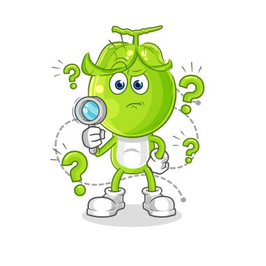 the pea head searching illustration. character vecto