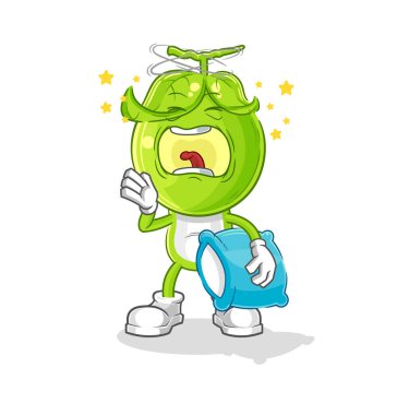 the pea head yawn character. cartoon mascot vecto