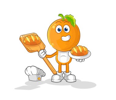 the orange head baker with bread. cartoon mascot vecto