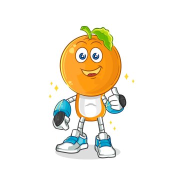 the orange head robot character. cartoon mascot vecto