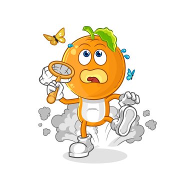 the orange head catch butterfly illustration. character vecto