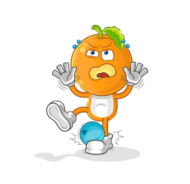 the orange head hiten by bowling cartoon. cartoon mascot vecto