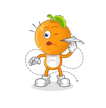 the orange head with paper plane character. cartoon mascot vecto