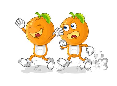 the orange head play chase cartoon. cartoon mascot vecto