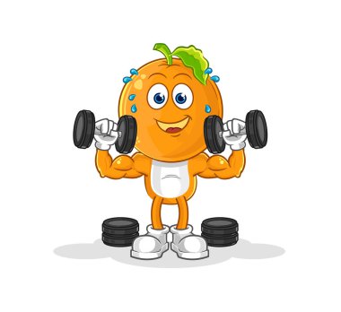 the orange head weight training illustration. character vecto