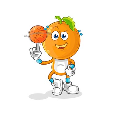 the orange head playing basket ball mascot. cartoon vecto