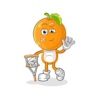 the orange head sick with limping stick. cartoon mascot vecto