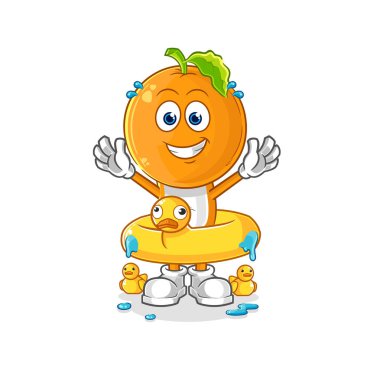 the orange head with duck buoy cartoon. cartoon mascot vecto