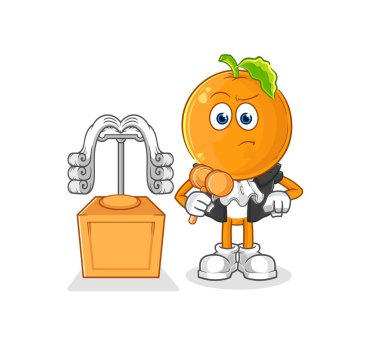 the orange head judge holds gavel. character vecto
