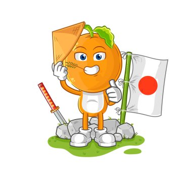 the orange head japanese vector. cartoon characte