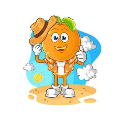 the orange head go on vacation. cartoon mascot vecto