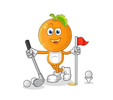 the orange head playing golf vector. cartoon characte