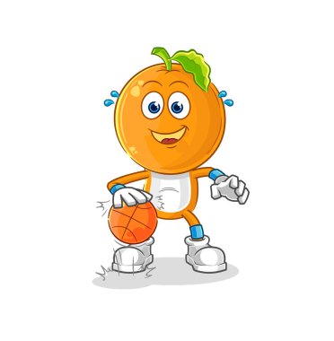 the orange head dribble basketball character. cartoon mascot vecto