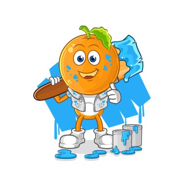 the orange head painter illustration. character vecto